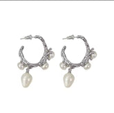OCEAN REEF PEARL HOOP EARRINGS